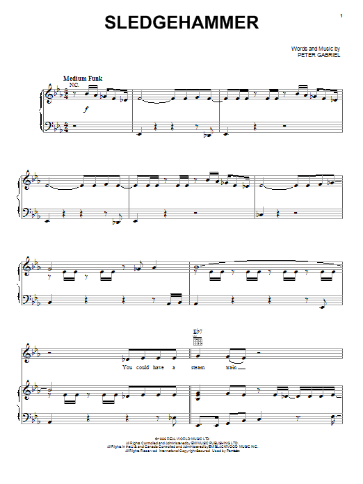 Sledgehammer (Piano, Vocal & Guitar Chords (Right-Hand Melody)) von Peter Gabriel