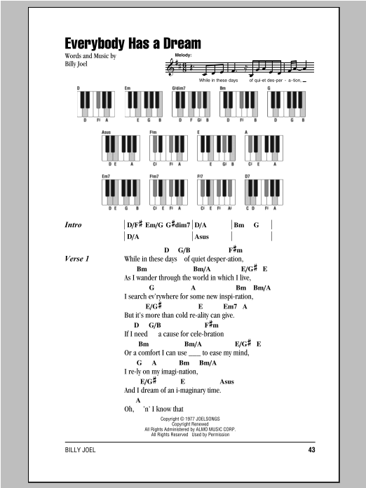 Everybody Has A Dream (Piano Chords/Lyrics) von Billy Joel