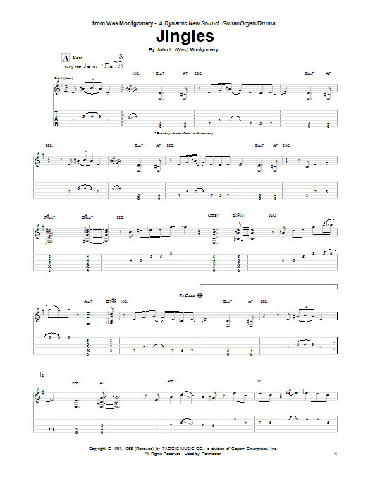 Jingles (Guitar Tab) von Wes Montgomery