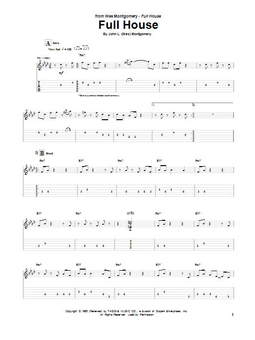 Full House (Guitar Tab) von Wes Montgomery