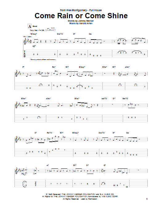 Come Rain Or Come Shine (Guitar Tab) von Wes Montgomery