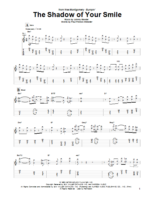 The Shadow Of Your Smile (Guitar Tab) von Wes Montgomery