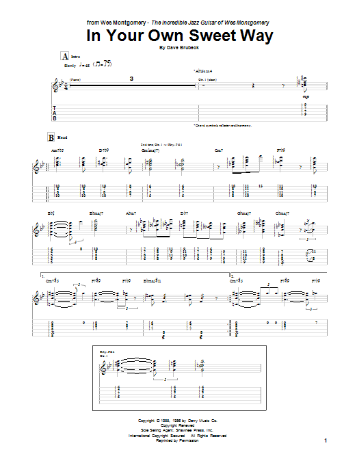 In Your Own Sweet Way (Guitar Tab) von Wes Montgomery