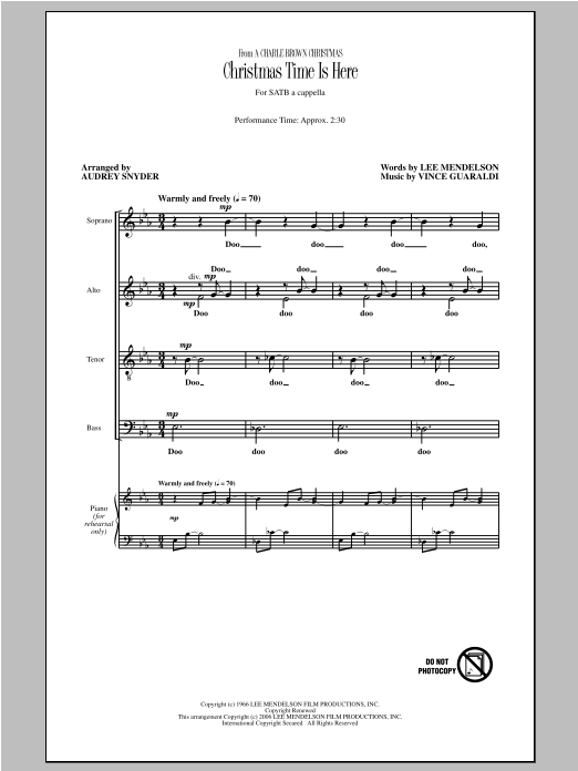 Christmas Time Is Here (SATB Choir) von Audrey Snyder