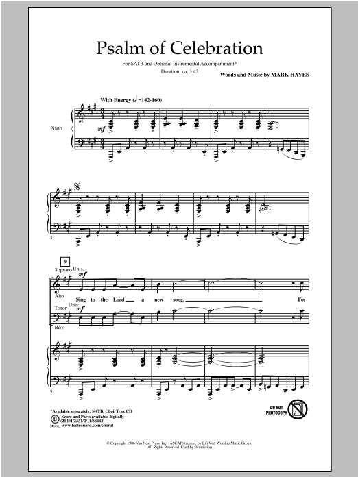 Psalm Of Celebration (SATB Choir) von Mark Hayes