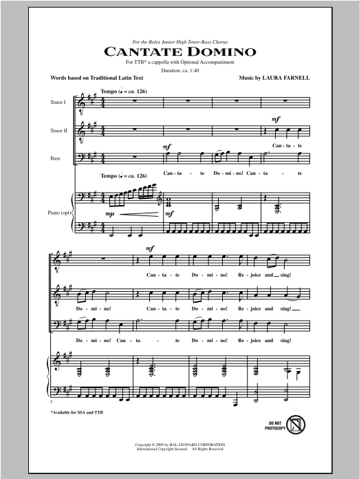Cantate Domino (TTBB Choir) von Laura Farnell