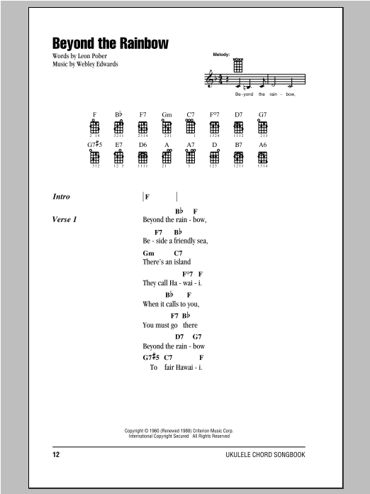 Beyond The Rainbow (Ukulele Chords/Lyrics) von Webley Edwards