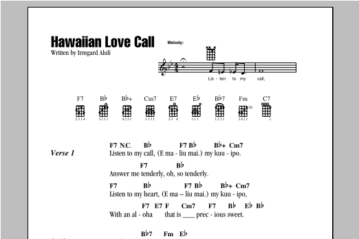 Hawaiian Love Call (Ukulele Chords/Lyrics) von Irmgard Aluli