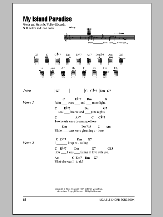 My Island Paradise (Ukulele Chords/Lyrics) von Webley Edwards