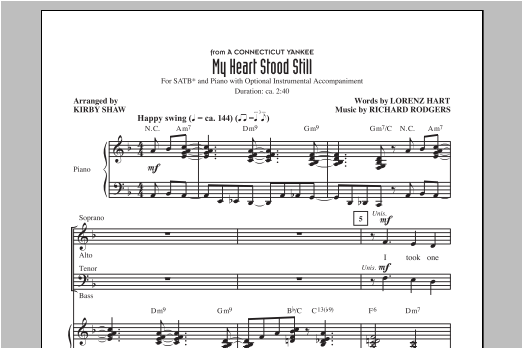 My Heart Stood Still (arr. Kirby Shaw) (SATB Choir) von Rodgers & Hart