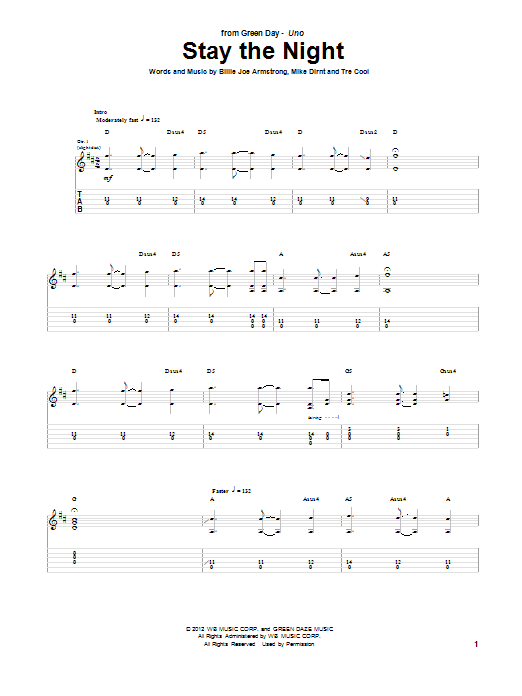 Stay The Night (Guitar Tab) von Green Day