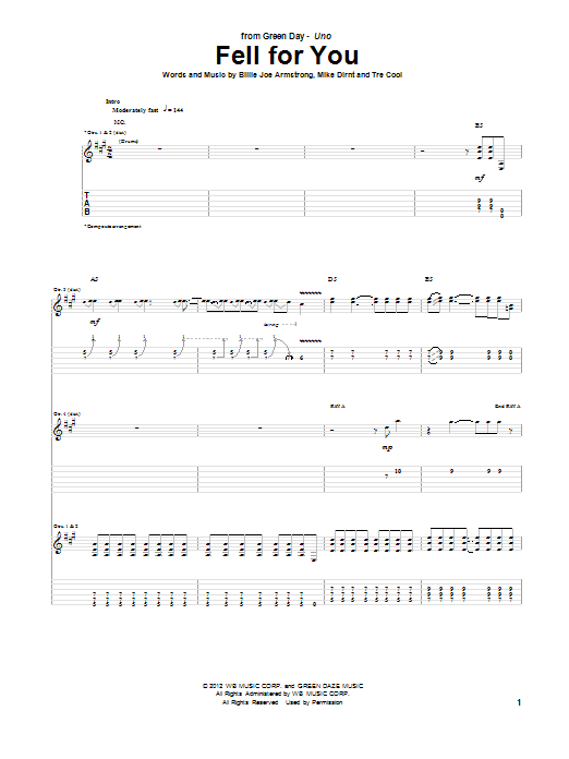 Fell For You (Guitar Tab) von Green Day