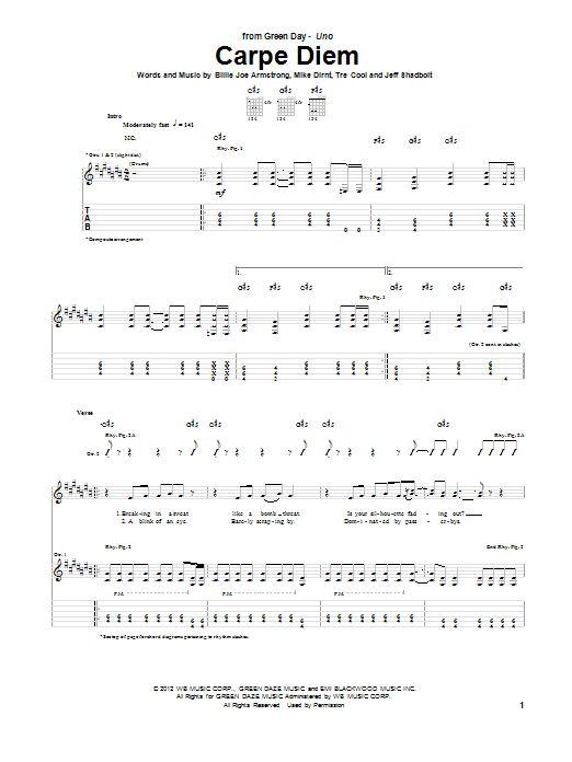 Carpe Diem (Guitar Tab) von Green Day