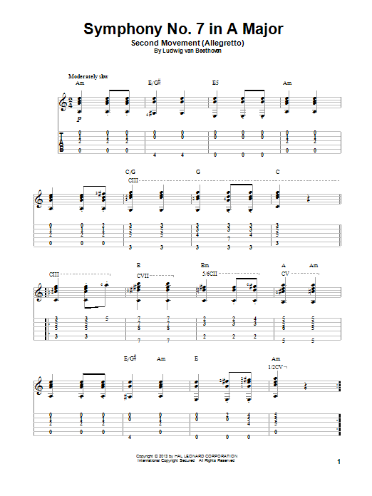 Symphony No. 7 In A Major, Second Movement (Allegretto) (Solo Guitar) von Ludwig van Beethoven