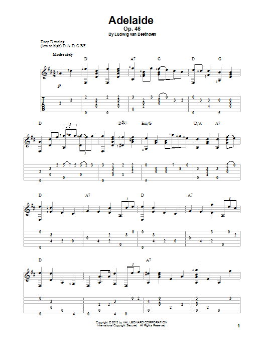 Adelaide, Op. 46 (Solo Guitar) von Ludwig van Beethoven
