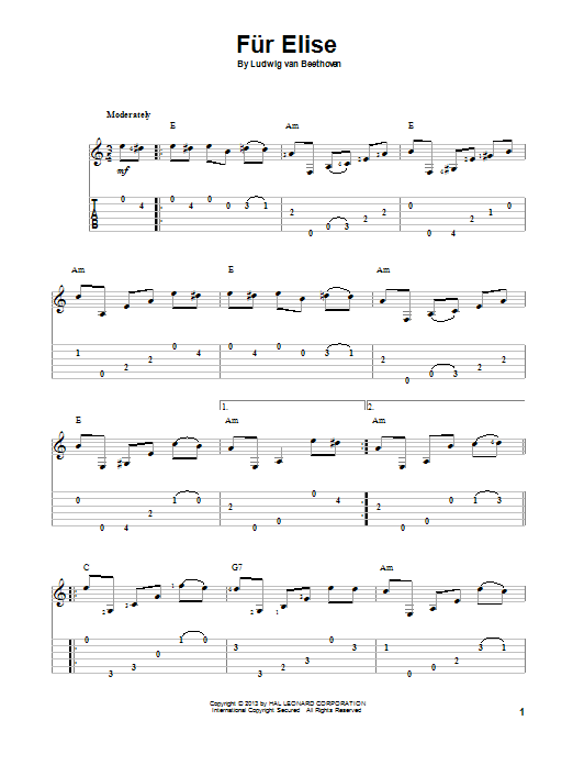 Fur Elise (Solo Guitar) von Ludwig van Beethoven