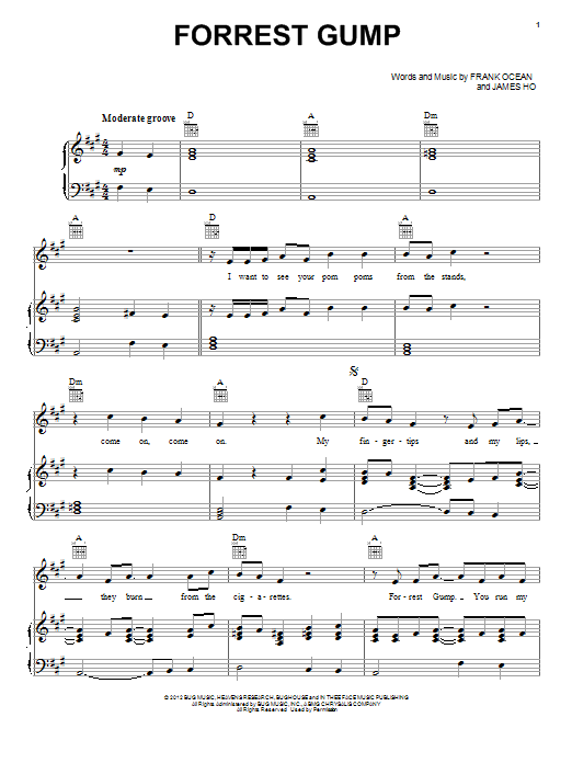 Forrest Gump (Piano, Vocal & Guitar Chords (Right-Hand Melody)) von Frank Ocean