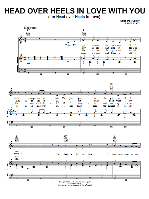 Head Over Heels In Love With You (I'm Head Over Heels In Love) (Piano, Vocal & Guitar Chords (Right-Hand Melody)) von Lester Flatt