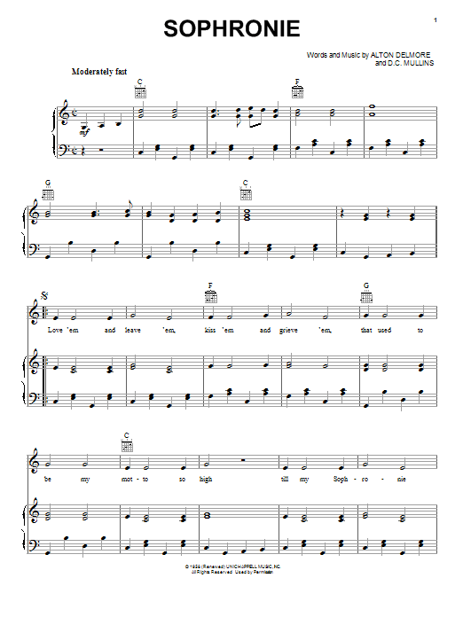 Sophronie (Piano, Vocal & Guitar Chords (Right-Hand Melody)) von D.C. Mullins