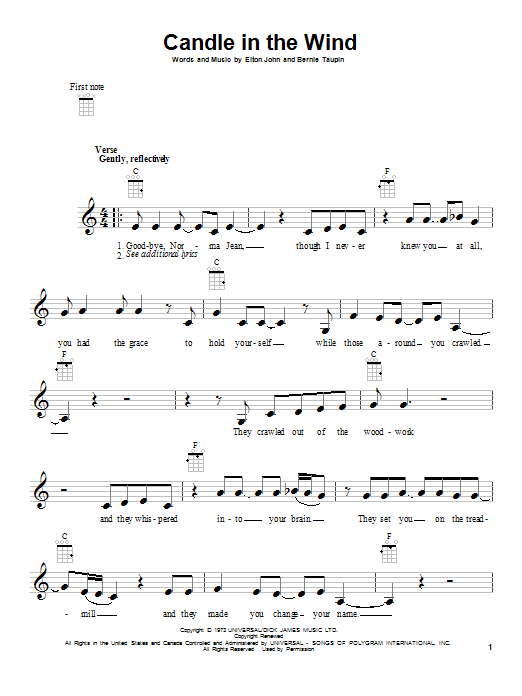 Candle In The Wind (Ukulele) von Elton John