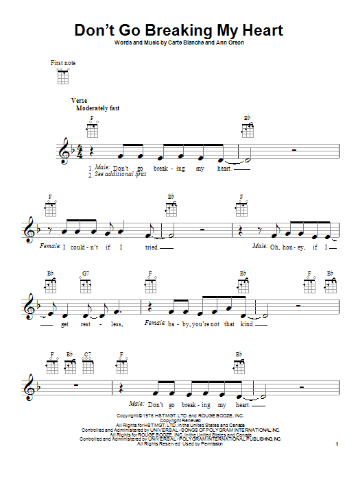 Don't Go Breaking My Heart (Ukulele) von Elton John