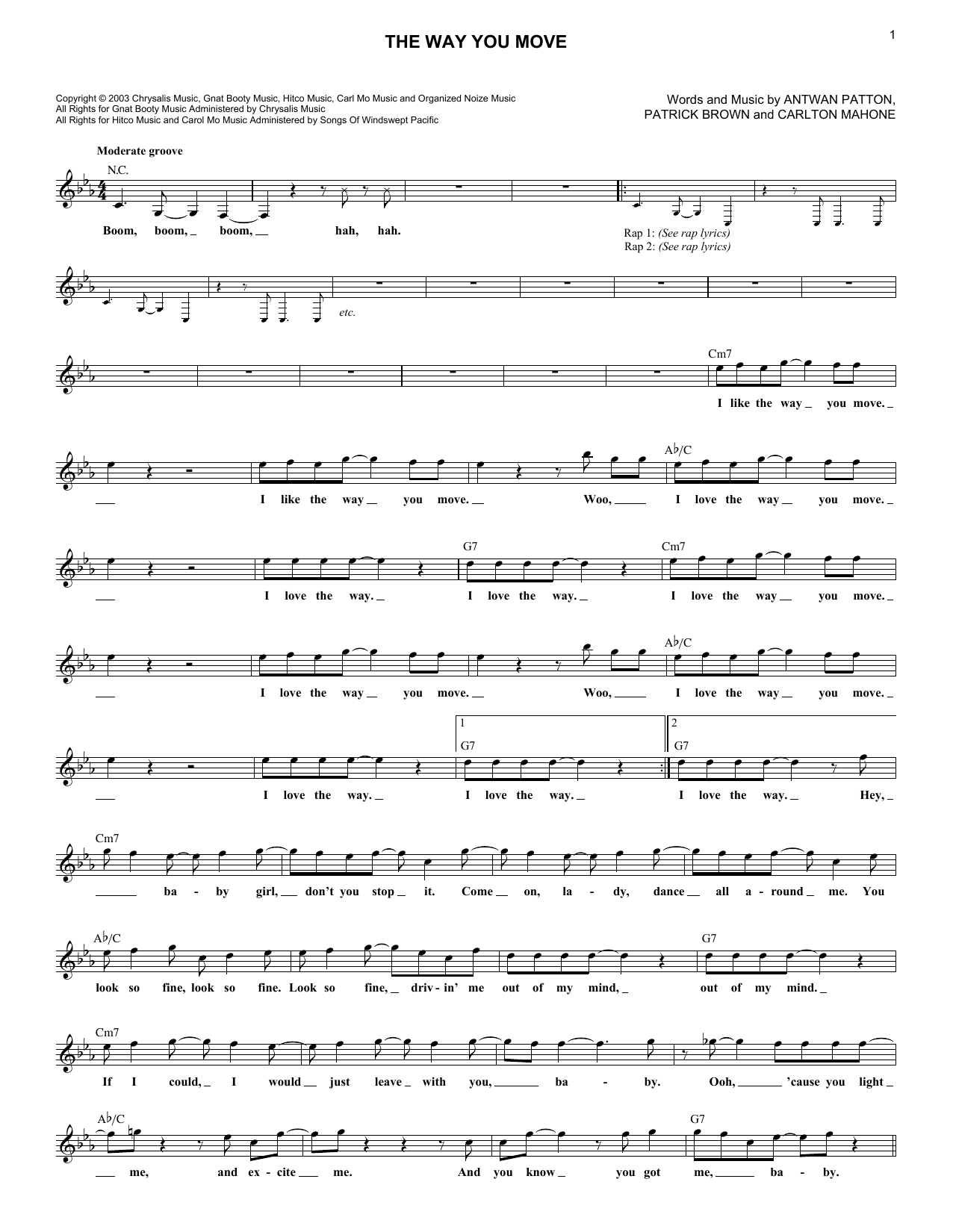 The Way You Move (Lead Sheet / Fake Book) von Outkast featuring Sleepy Brown