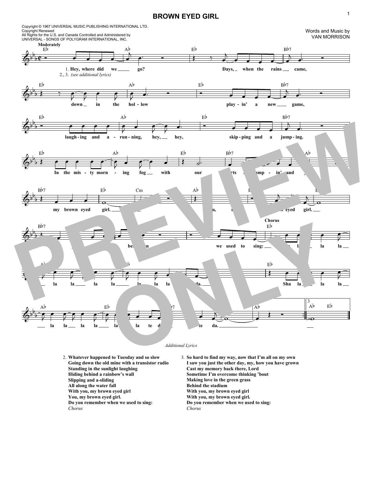 Brown Eyed Girl (Lead Sheet / Fake Book) von Van Morrison