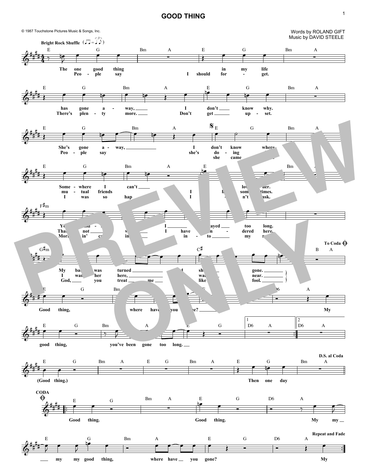Good Thing (Lead Sheet / Fake Book) von Fine Young Cannibals