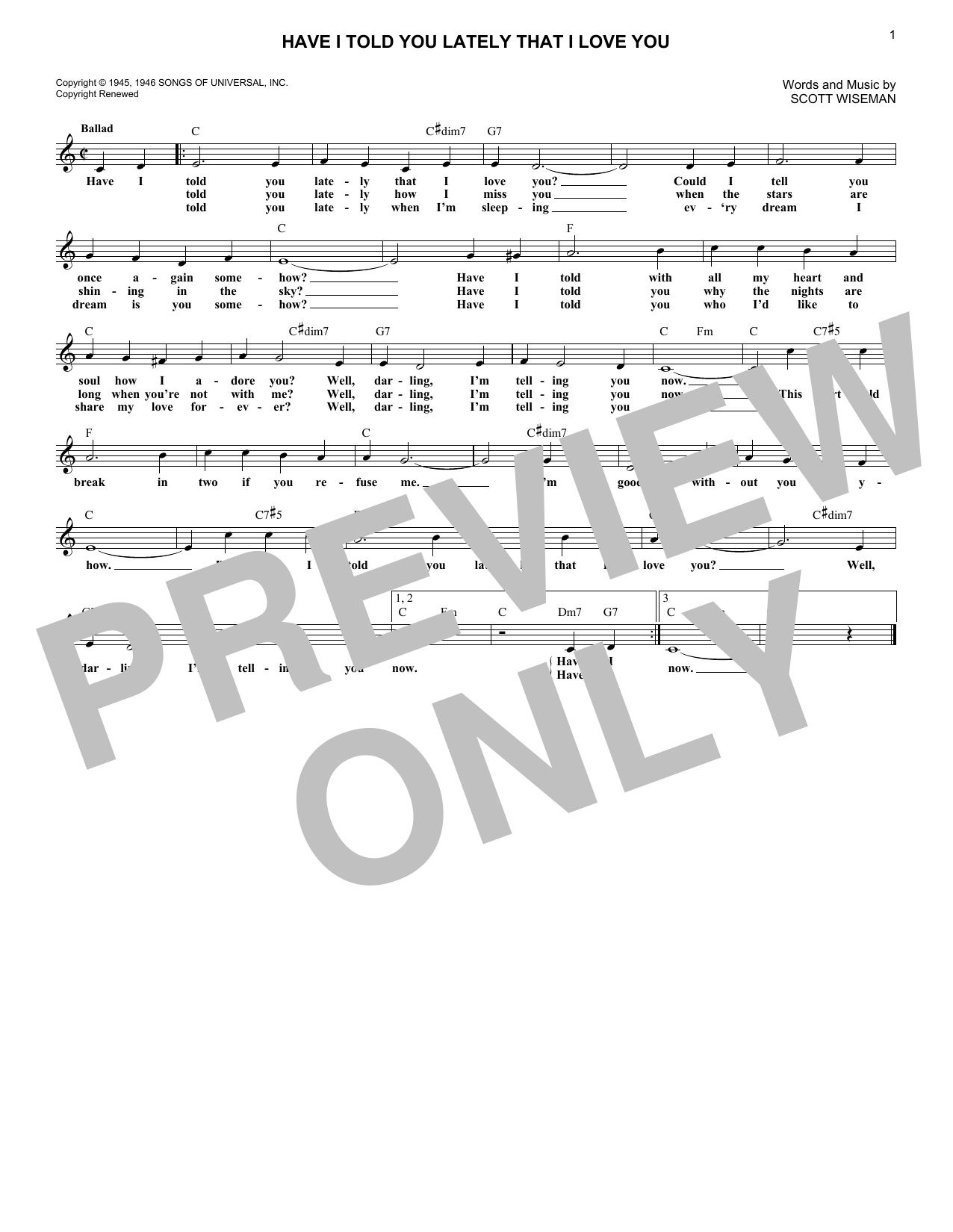 Have I Told You Lately That I Love You (Lead Sheet / Fake Book) von Scott Wiseman