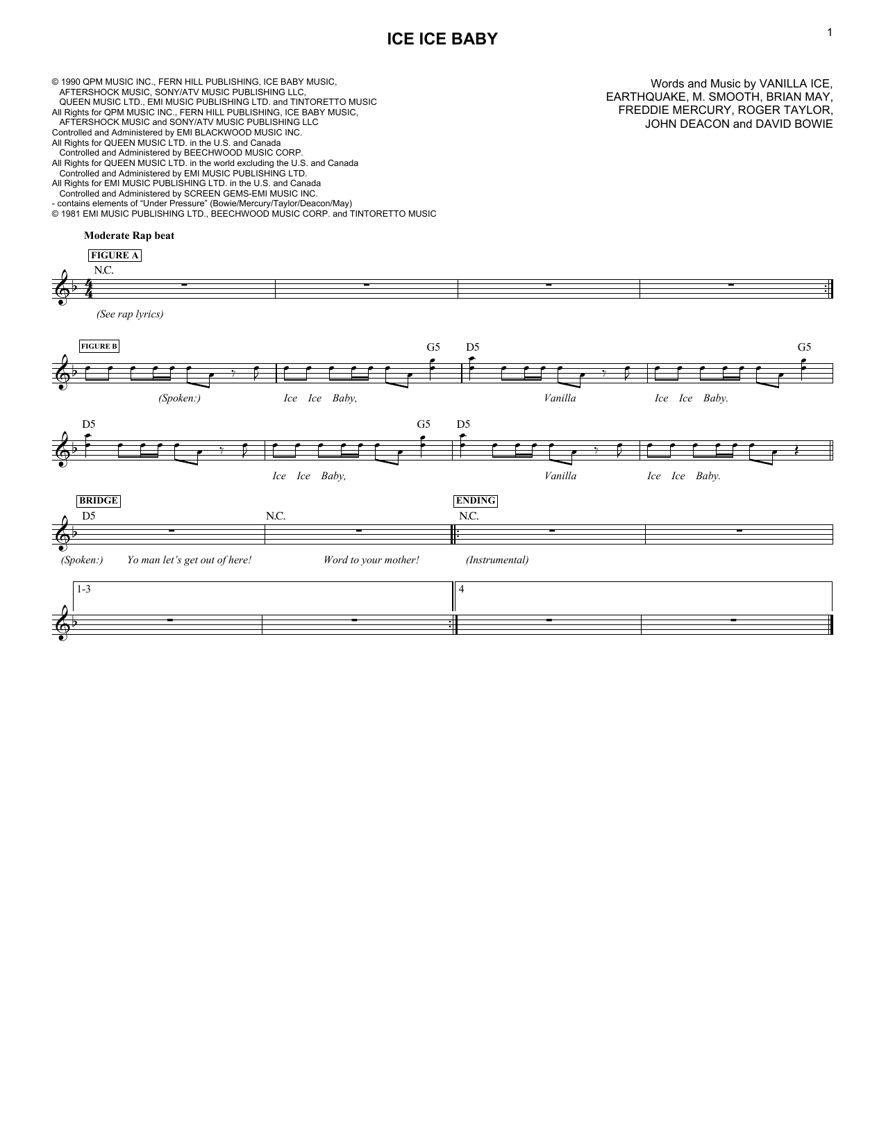 Ice Ice Baby (Lead Sheet / Fake Book) von Vanilla Ice