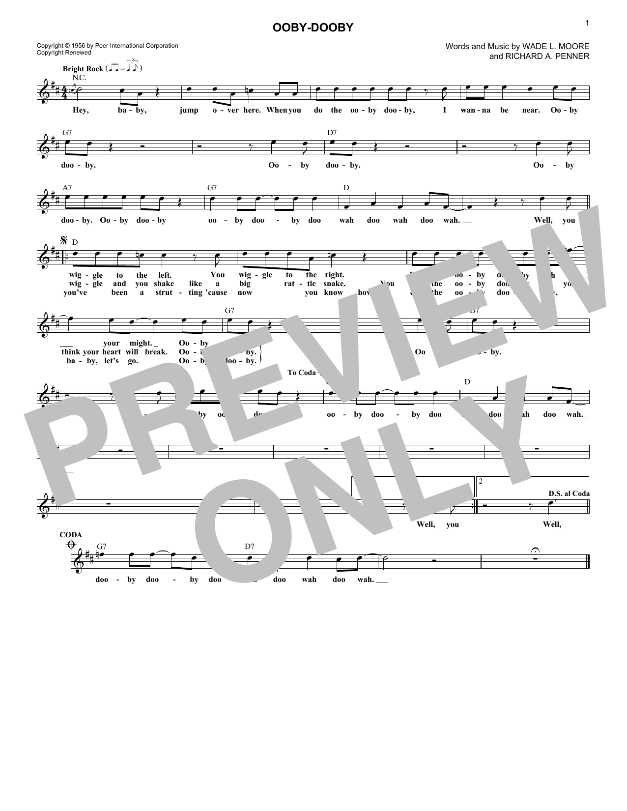 Ooby-Dooby (Lead Sheet / Fake Book) von Roy Orbison