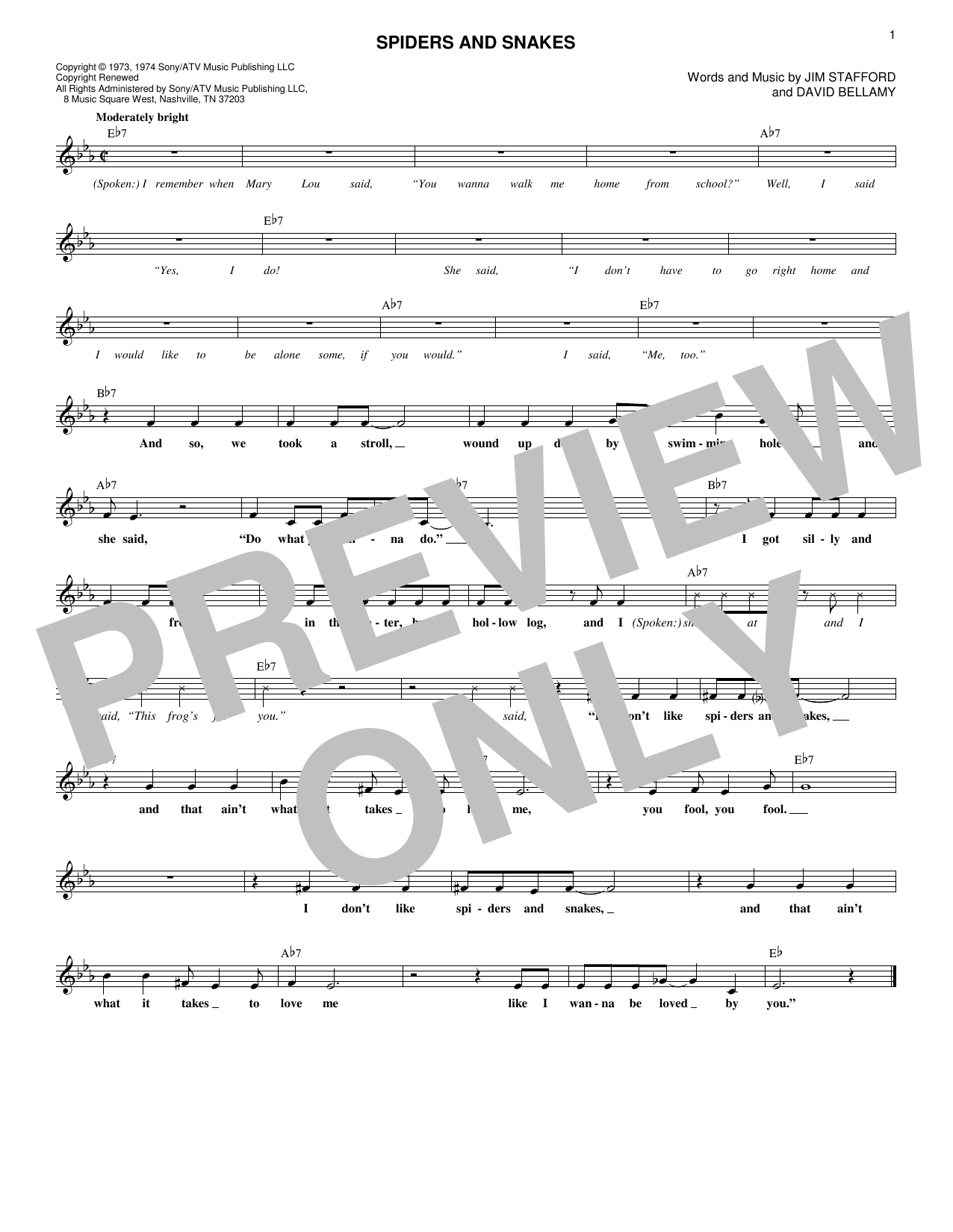 Spiders And Snakes (Lead Sheet / Fake Book) von The Party