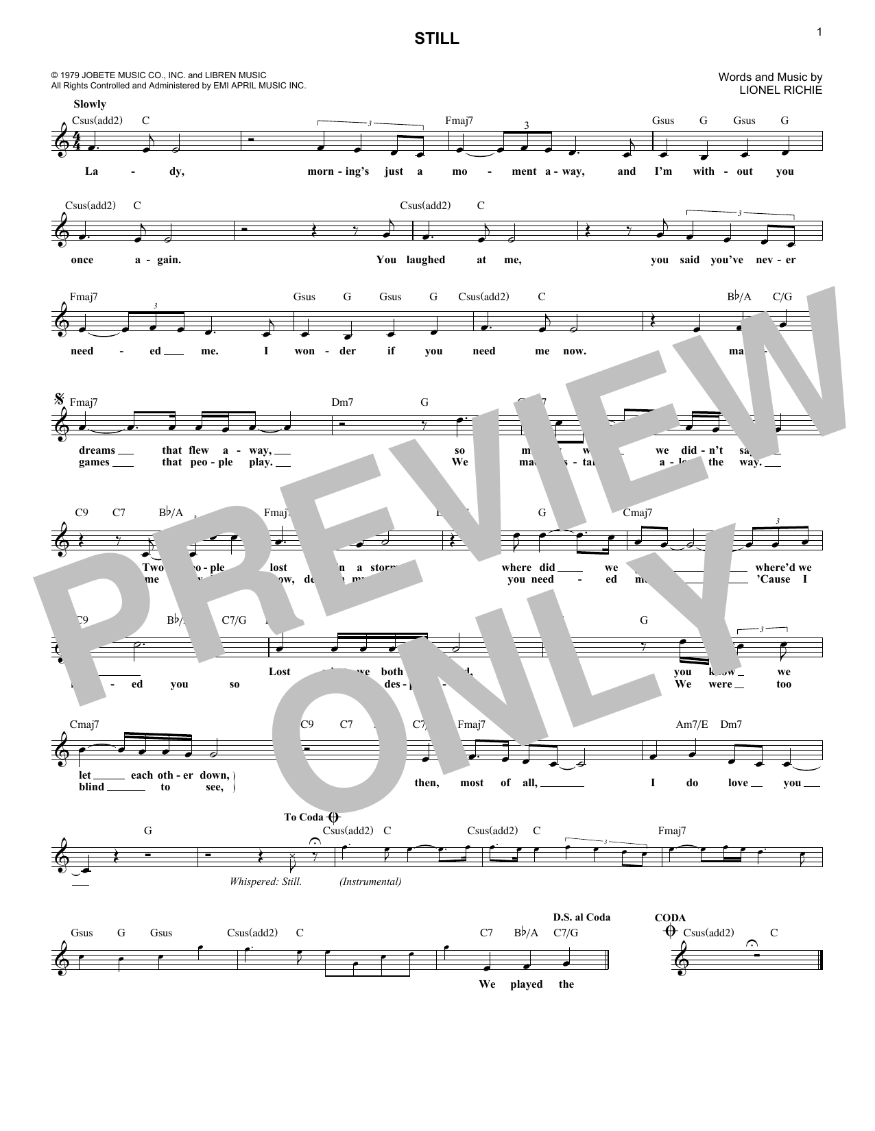 Still (Lead Sheet / Fake Book) von The Commodores