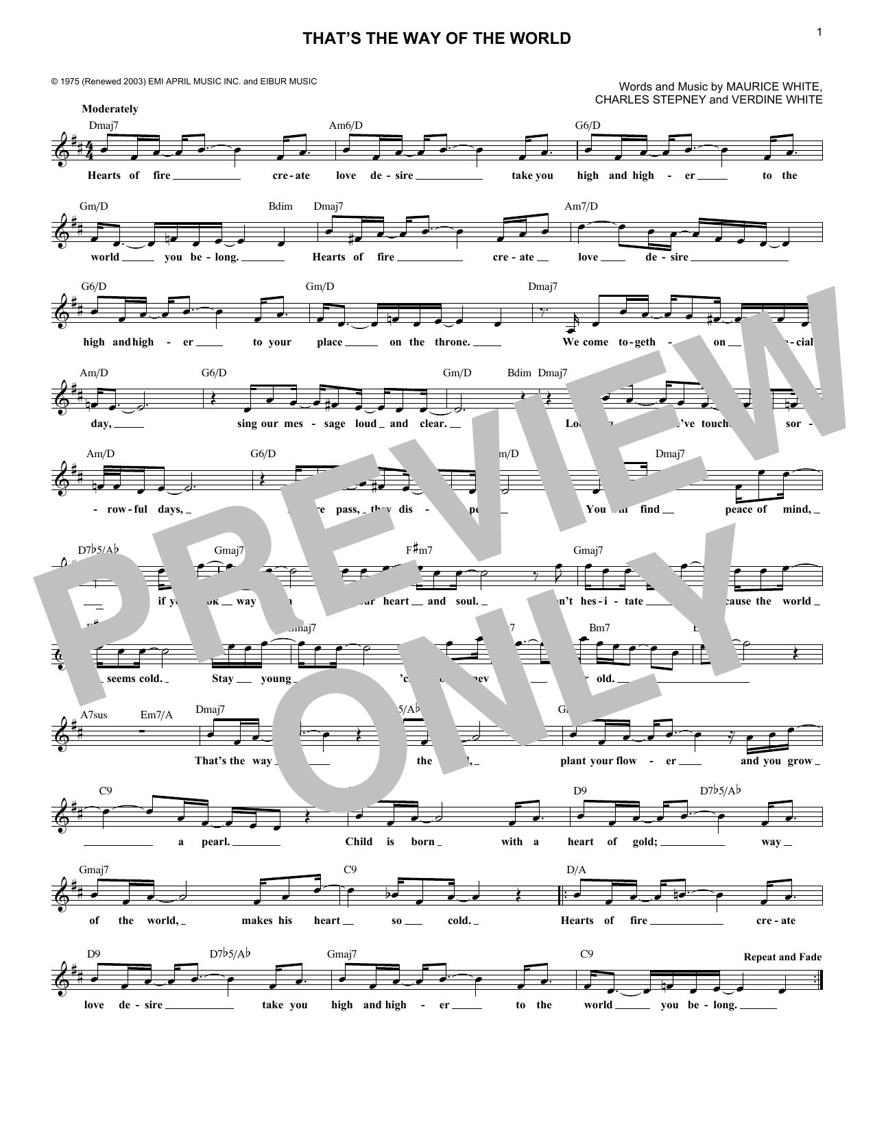 That's The Way Of The World (Lead Sheet / Fake Book) von Earth, Wind & Fire