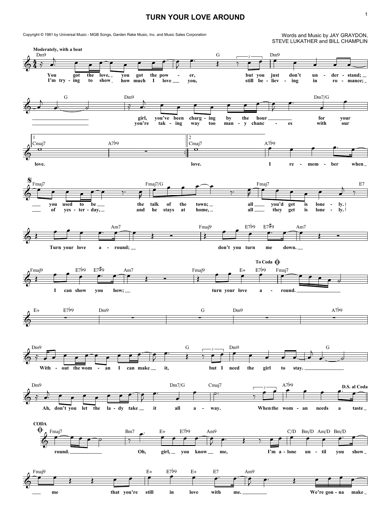 Turn Your Love Around (Lead Sheet / Fake Book) von George Benson