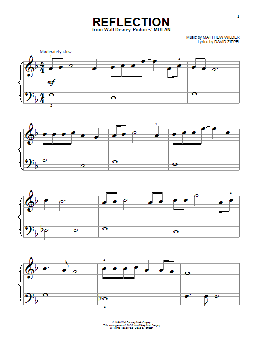 Reflection (Pop Version) (from Mulan) (Big Note Piano) von Christina Aguilera