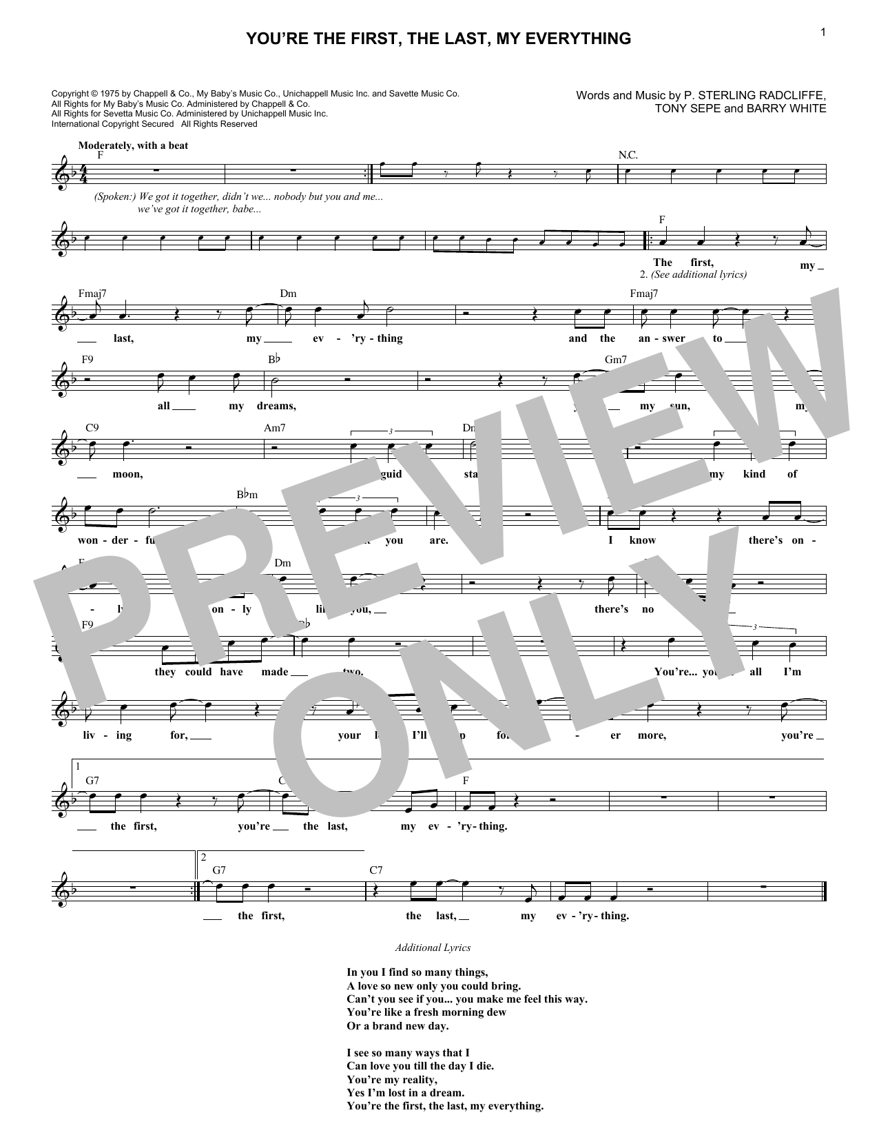 You're The First, The Last, My Everything (Lead Sheet / Fake Book) von Barry White