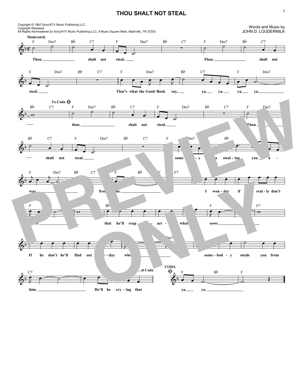 Thou Shalt Not Steal (Lead Sheet / Fake Book) von Dick and DeeDee