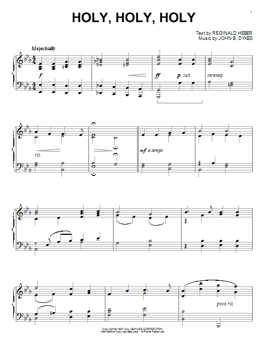 Holy, Holy, Holy (Piano Solo) von Reginald Heber