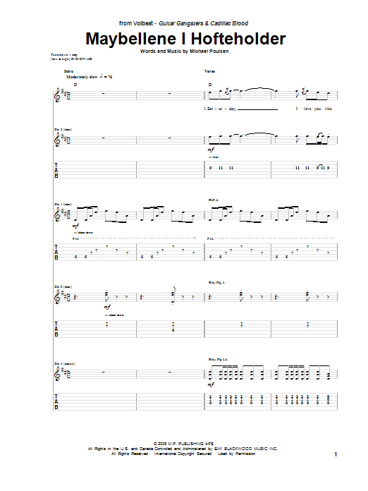 Maybellene I Hofteholder (Guitar Tab) von Volbeat