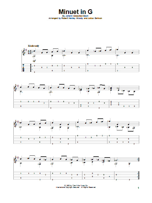 Minuet In G (Solo Guitar) von Julius Bellson