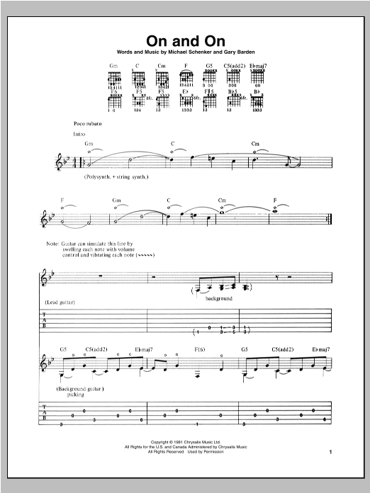 On And On (Guitar Tab) von Michael Schenker