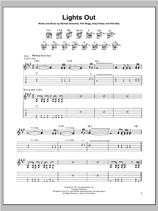 Lights Out (Guitar Tab) von Michael Schenker