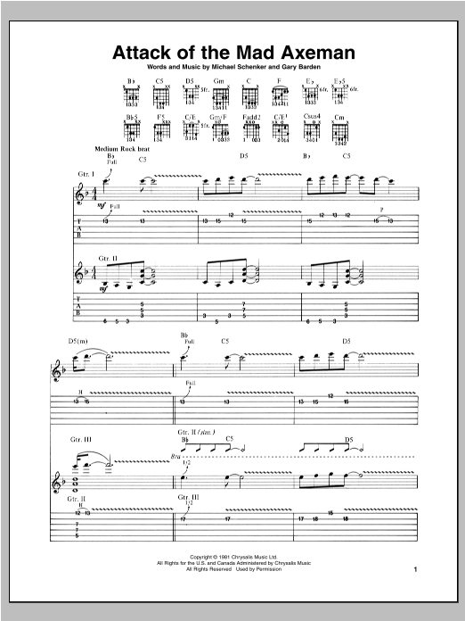 Attack Of The Mad Axeman (Guitar Tab) von Michael Schenker