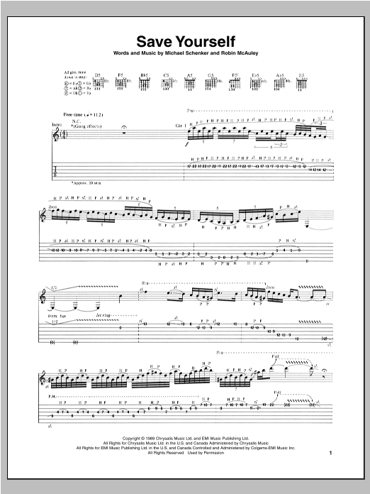 Save Yourself (Guitar Tab) von Michael Schenker