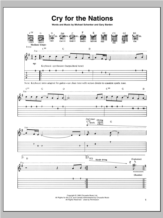 Cry For The Nations (Guitar Tab) von Michael Schenker