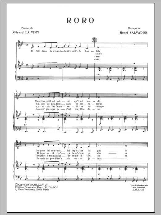 Roro (Piano & Vocal) von Henri Salvador
