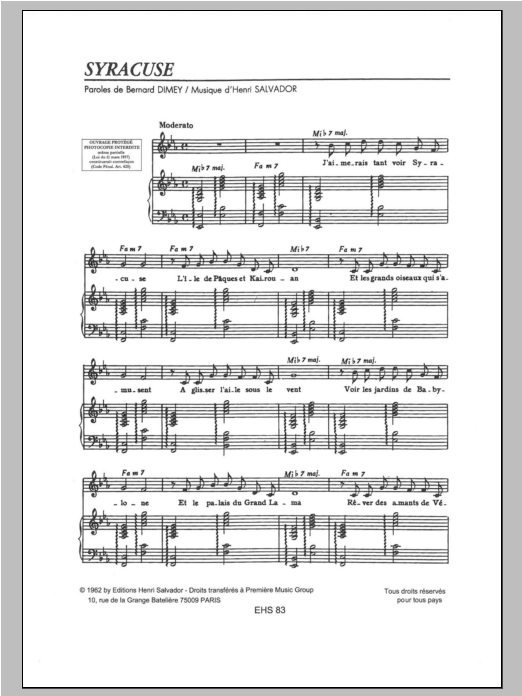 Syracuse (Piano & Vocal) von Henri Salvador