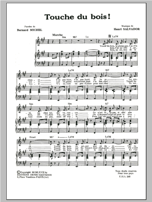 Touche Du Bois (Piano & Vocal) von Henri Salvador