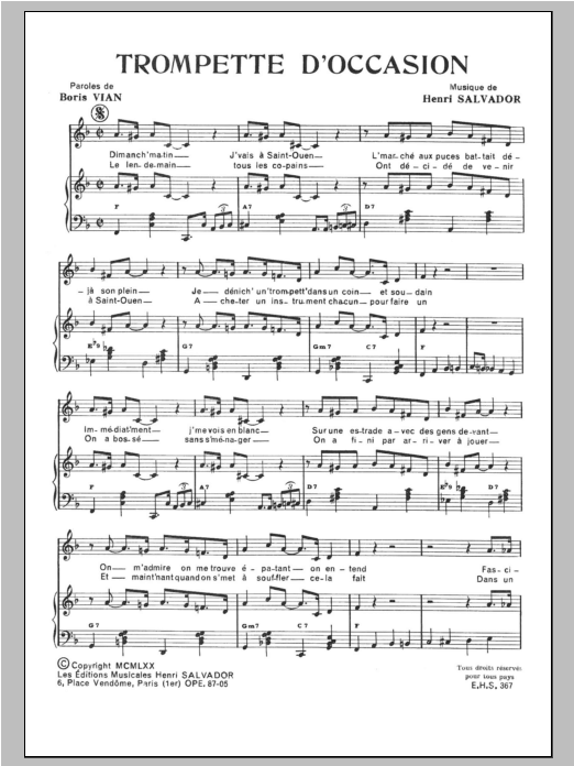 Trompette D'occasion (Piano & Vocal) von Henri Salvador